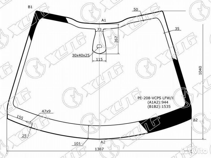 Стекло лобовое + дд peugeot 208 3 /5D HBK 12-19