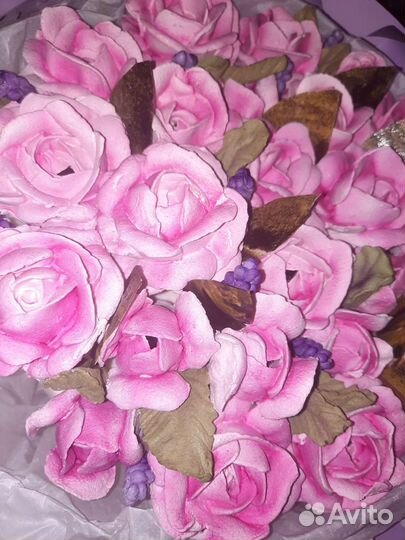 Большой букет роз из зефира со скидкой 50