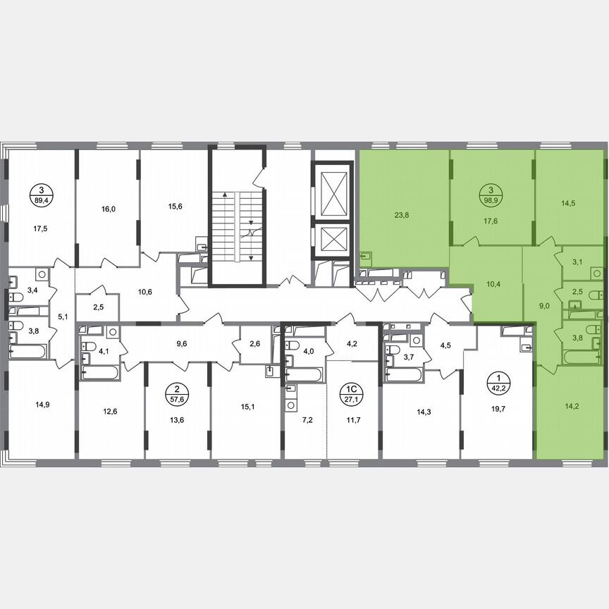 3-к. квартира, 98,9 м², 11/17 эт.
