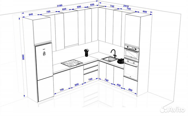 Деталировка мебели / Визуализация мебели / Раскрой
