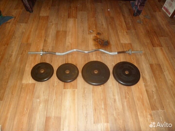 Штанга с кривым (изогнутым) грифом с блинами