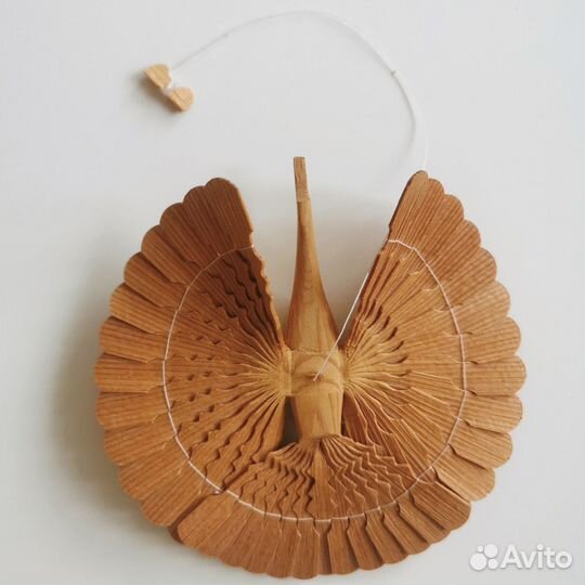 Птица счастья, дерево, щепа, сувенир СССР