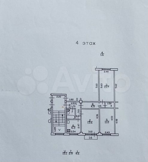 3-к. квартира, 59 м², 4/5 эт.
