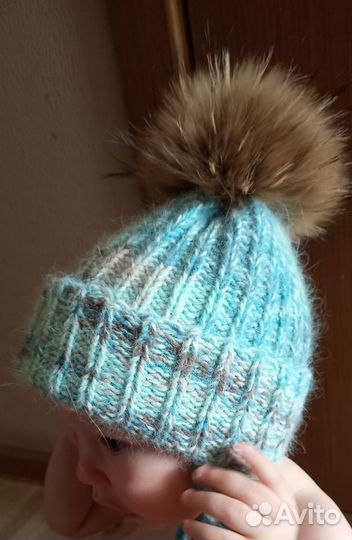 Детская вязаная шапка р-р 6-12 м