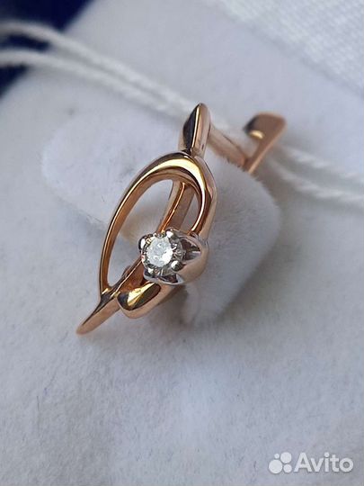 Золотые серьги с бриллиантами 585пр