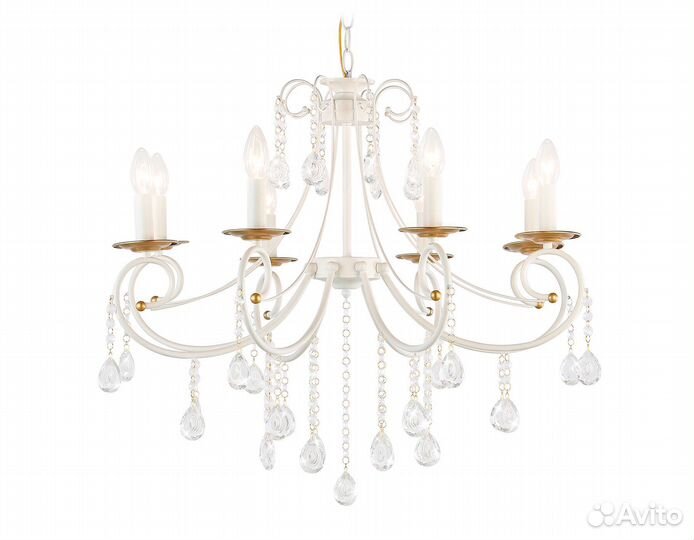 Подвесная люстра с хрусталем E14/3 max 40W D550*860, белый/золото