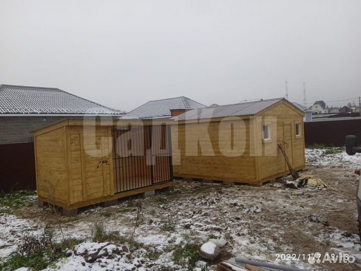 Вольер для собак с будкой / будка Н7б 3х2м