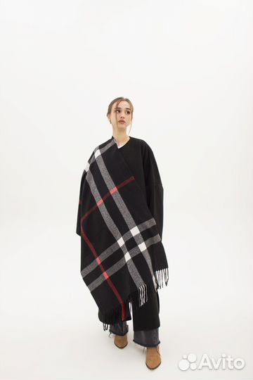 Новый шарф палантин черный в клетку женский