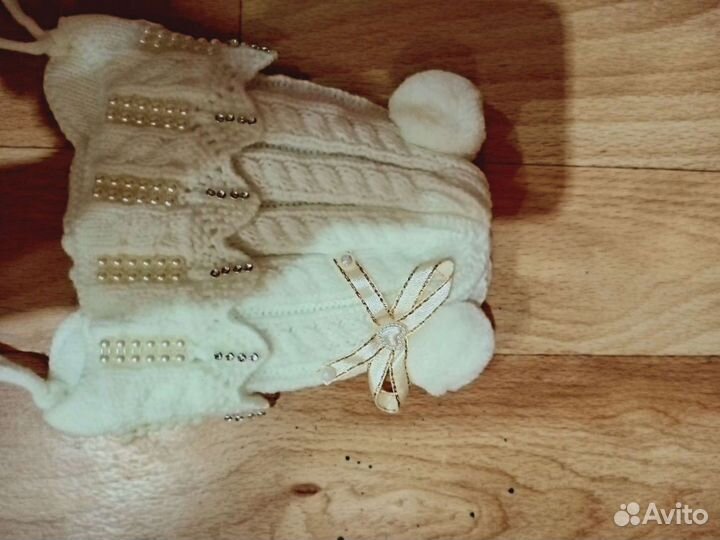 Шапочка теплая для новорожденных новая
