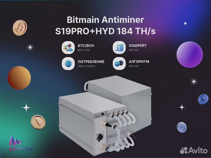 Асик Bitmain Antminer S19pro+hyd 184