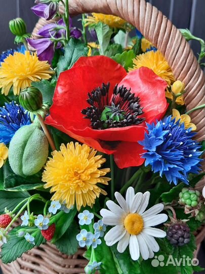 Полевые цветы из полимерной глины(холодный фарфор)