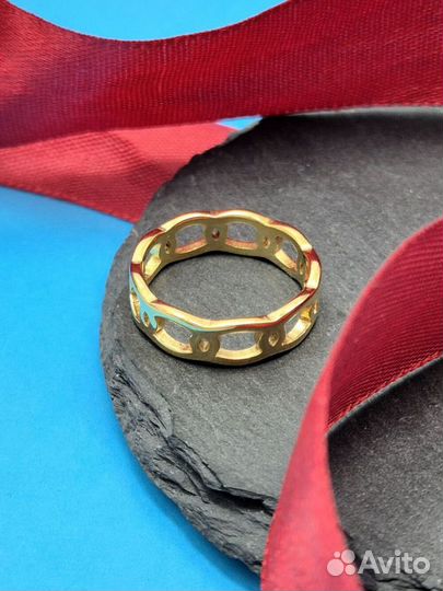 Кольцо медицинская сталь с напылением золотом