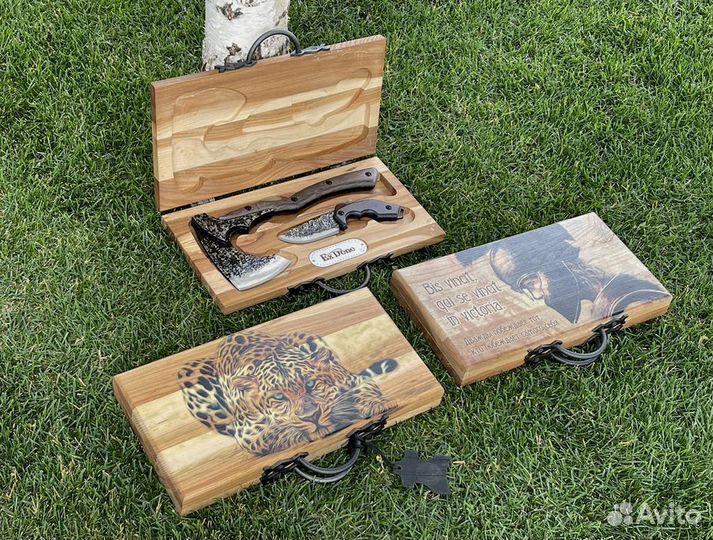 Набор нож и топор в кейсе карагач