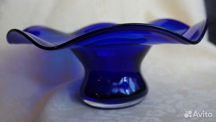 Кобальтовая ваза цветное стекло СССР