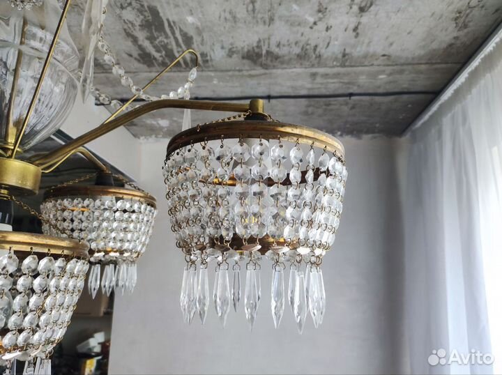 Люстра винтаж, хрусталь, чехия, чссср