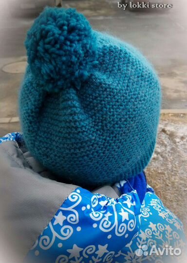 Шапка детская с завязками 100 меринос на заказ