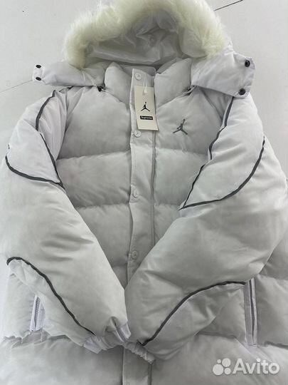Пуховик supreme x jordan белая