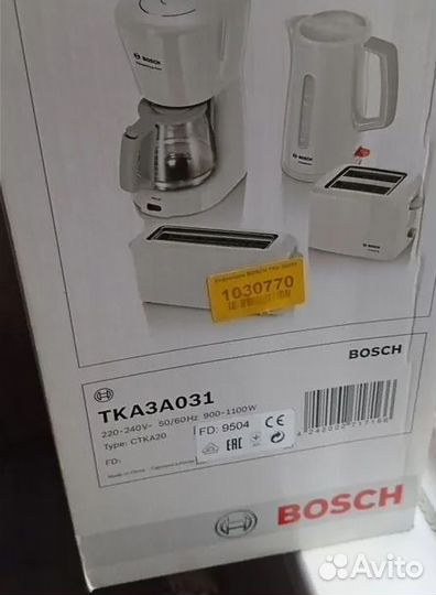 Кофеварка капельная bosch TKA3A031