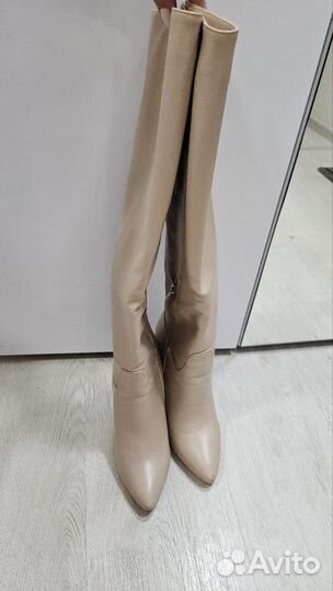 Сапоги бежевые экокожа