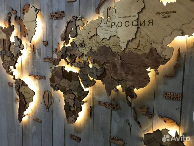 Деревянная карта мира с подсветкой купить в Москве | Товары для дома и ...