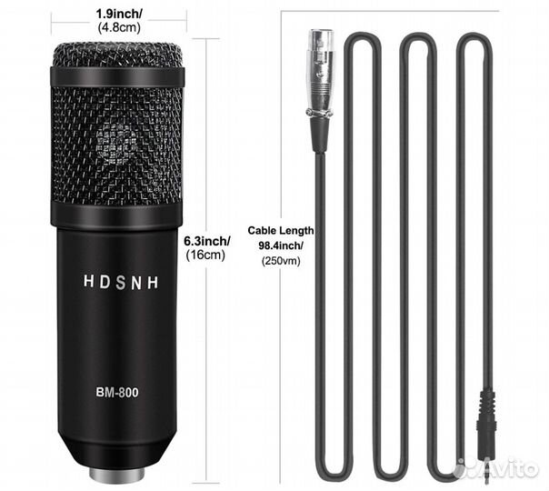 Профессиональный конденсаторный микрофон bm 800