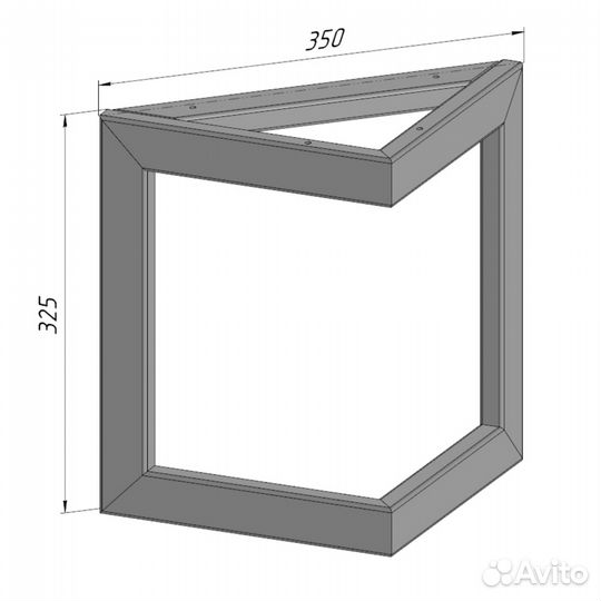 Подстолье опора для журнального столика 325 350 40х20 треугольное металлическое барное черное Лофт