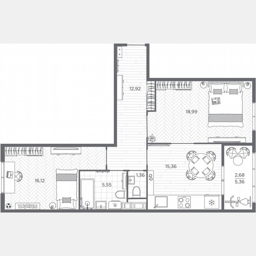 2-к. квартира, 73 м², 4/9 эт.