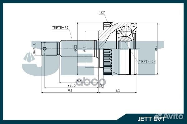 ШРУС внешний jett V42-7067 ABS V42-7067 ABS jett