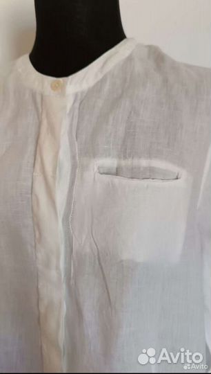 Рубашка белая льняная 42 длинная рубашка лен