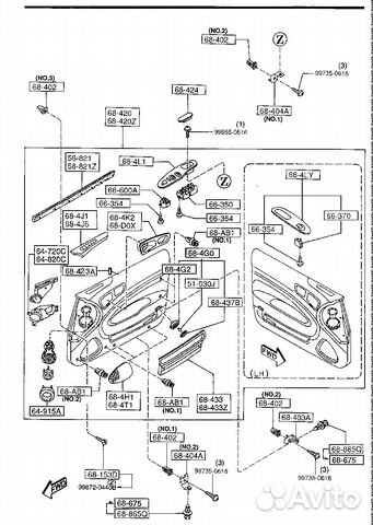Дверная карта правая Mazda Efini MS8 2,0 АКПП KF
