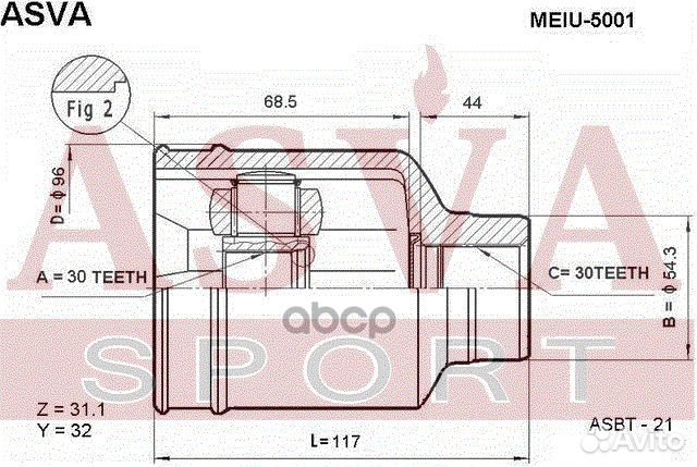 ШРУС внутренний 30x54x30 meiu5001 asva