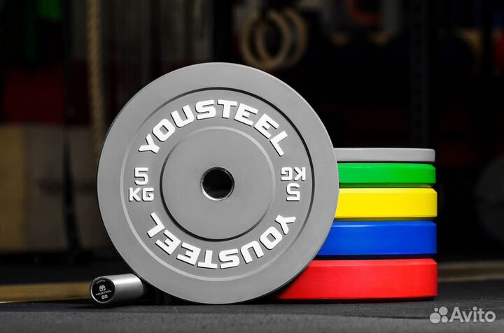 Диски для штанги каучуковые бамперные 5-25 кг