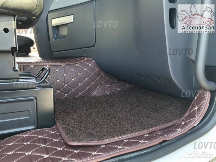 5Д коврики из экокожи Рено Т кофейного цвета