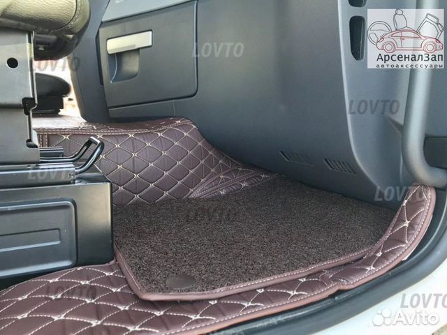 5Д коврики из экокожи Рено Т кофейного цвета
