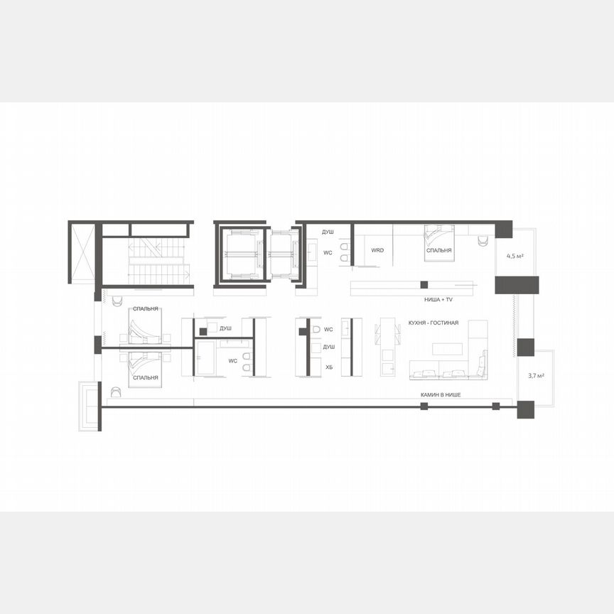 3-к. квартира, 172,8 м², 2/8 эт.