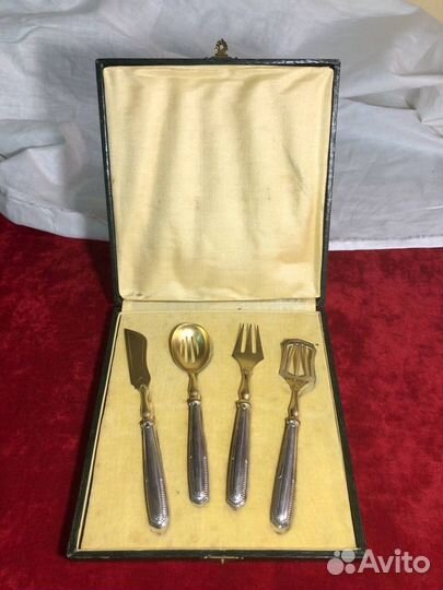 Набор для десерта. Серебро позолото начало 20го ве