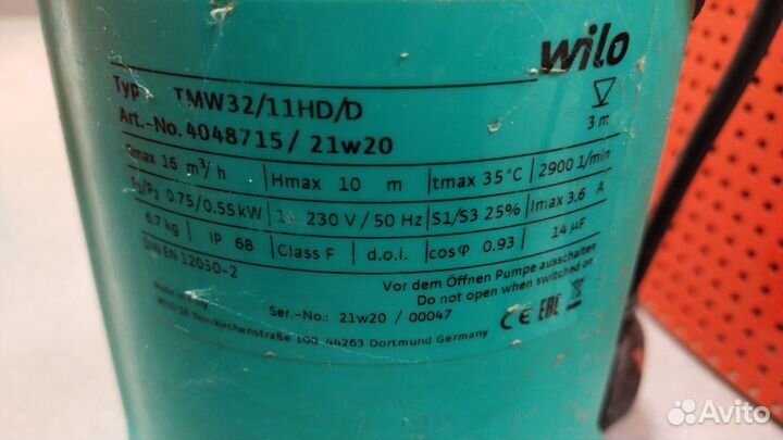 Дренажный погружной насос Wilo TMW 32/11HD