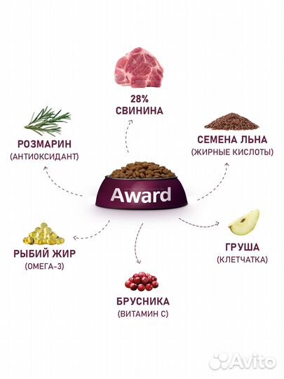 Сухой корм award hypo для взрослых собак всех поро