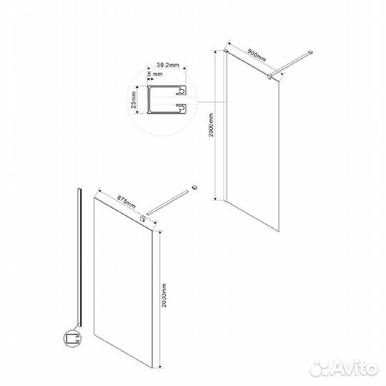 Душевая перегородка Vincea Walk in 900х2000 хром VSW-1H900CL