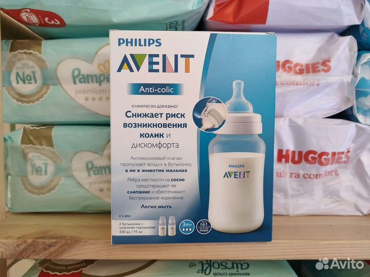 Набор бутылочек Avent анти-колик 3+