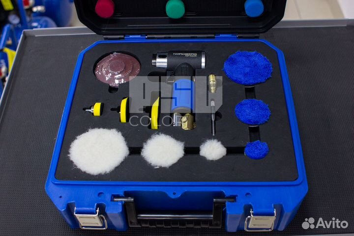 Пневмошлифмашинка угловая орбитальная, с насадками