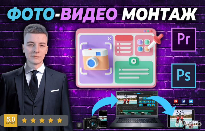 Монтаж фото и видео, логотипы, баннеры, интро, вк