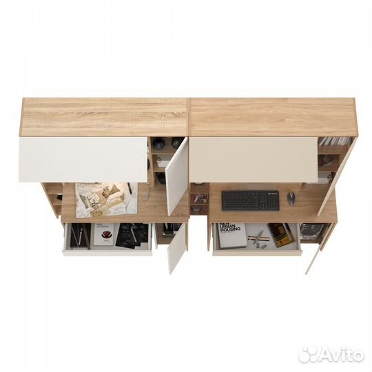 Два стола с надстройкой Mobi Комфорт 12.71 цвет дуб сонома/белый/гикори/сатин