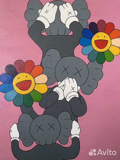 Kaws Картина акрилом на холсте