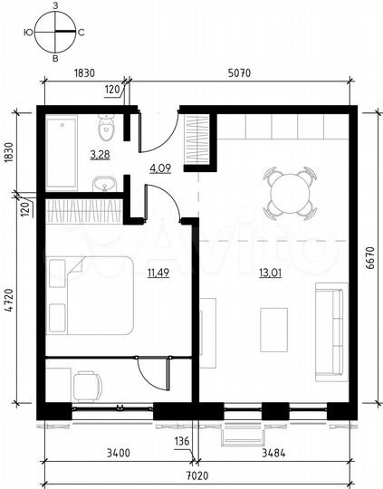 2-к. квартира, 46,2 м², 17/19 эт.