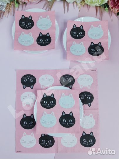 Салфетки бумажные для праздника Котики