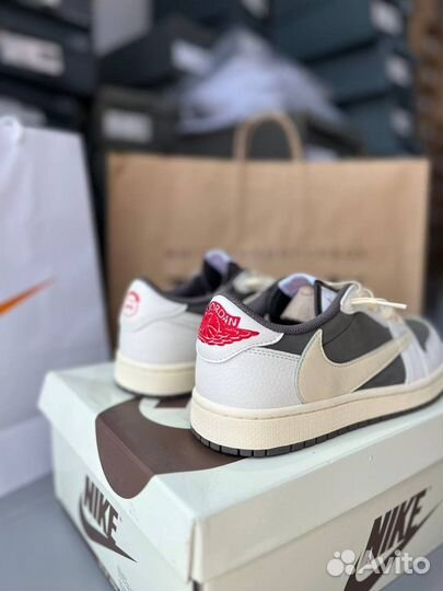 Кроссовки nike air jordan 1 low travis scott mocha