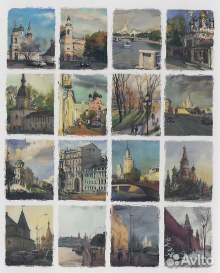 Открытки Акварельная Москва Батов город пейзаж вид