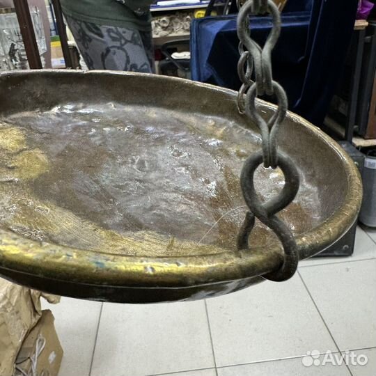 Старинные весы чашечные тарелка с цепями до 1917