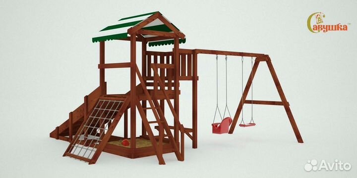 Детский спортивный комплекс с крышей для дачи